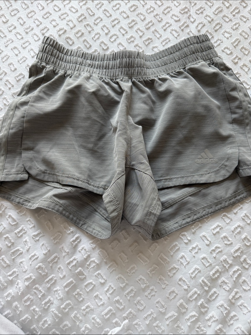 adidas Light Gray/Green Women's Athletic Running Shorts